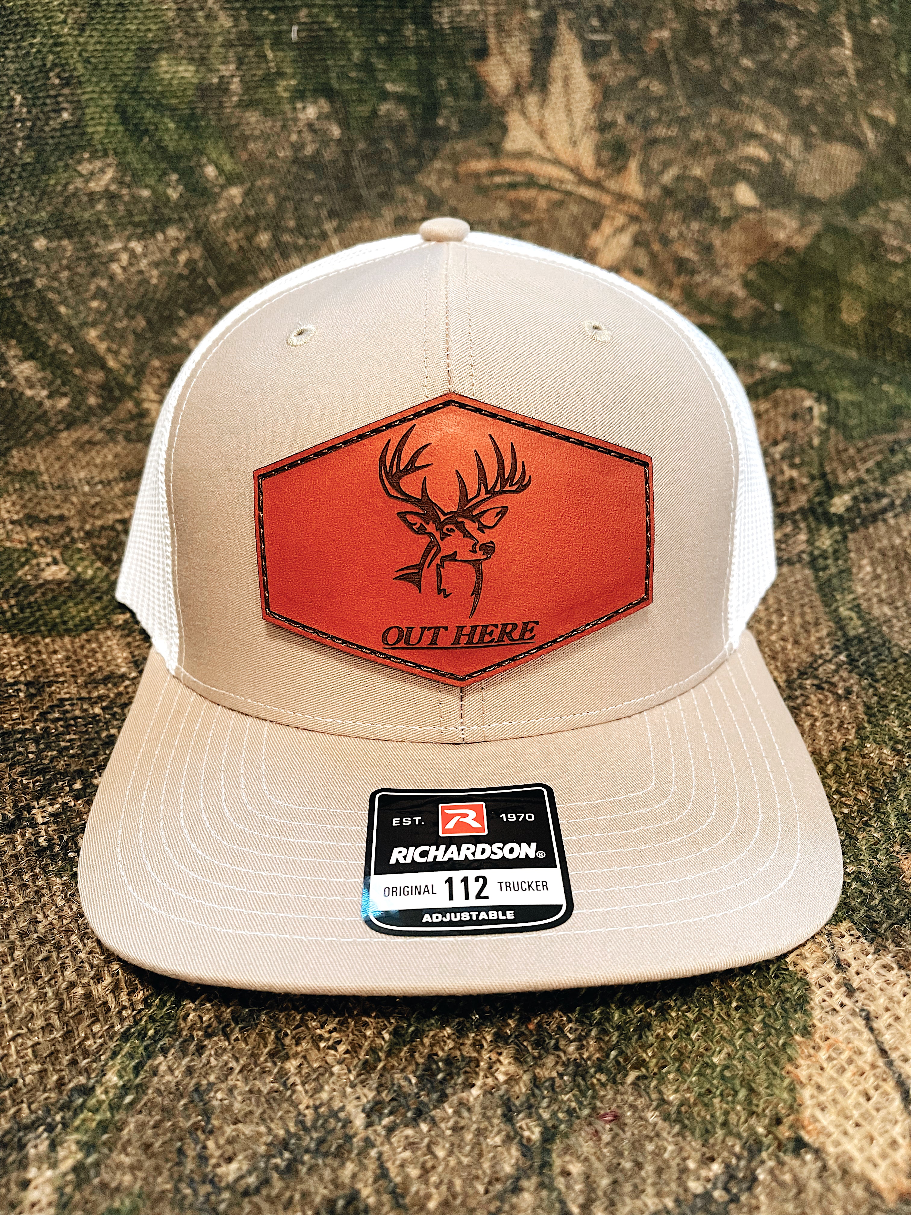 Tan/White Deer Logo Leather Patch Hat – Out Here Apparel