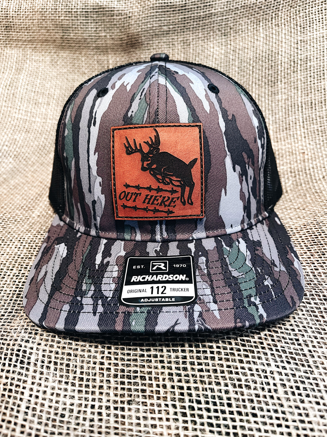 Realtree Original/Black Jumpin’ Buck Logo Leather Patch